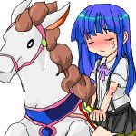 blush furude_rika higurashi_no_naku_koro_ni horse oekaki school_uniform skirt 