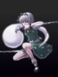  1girl dual_wielding female hitodama hyuuga_azuri jpeg_artifacts katana konpaku_youmu konpaku_youmu_(ghost) solo sword tanto touhou weapon 