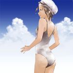  1girl clouds goggles hanaosutarou one-piece_swimsuit original school_swimsuit sky solo swim_cap swimsuit 