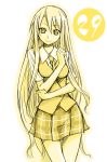  1girl mahou_sensei_negima! mikami_komata mikami_konu monochrome plaid plaid_skirt skirt solo yellow yukihiro_ayaka 