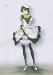  1girl absurdres asymmetrical_clothes brown_hair calendar cross evangelion:_1.0_you_are_(not)_alone fukano_youichi gothic_lolita hat highres ibuki_maya lolita_fashion neon_genesis_evangelion pantyhose rebuild_of_evangelion scan short_hair solo 