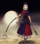  1girl bow_(weapon) constellation female iwamoto_james moon red_cross silver_hair sky solo star_(sky) starry_sky touhou trigram weapon yagokoro_eirin 