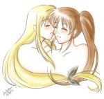  00s 2008 2girls blonde_hair closed_eyes dated fate_testarossa long_hair low-tied_long_hair lyrical_nanoha mahou_shoujo_lyrical_nanoha mahou_shoujo_lyrical_nanoha_strikers multiple_girls takamachi_nanoha tied_hair yuri 