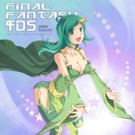  1girl breasts cleavage detached_sleeves final_fantasy final_fantasy_iv green_eyes green_hair leaning_forward rydia solo souchi thigh-highs 