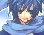  1boy blue_eyes blue_hair headset kaito male_focus scarf sketch solo vocaloid 