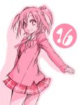  1girl mahou_sensei_negima! mikami_komata mikami_konu monochrome pink plaid plaid_skirt sasaki_makie skirt solo 