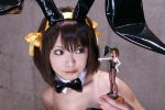  animal_ears brown_hair bunny_girl bunnysuit cosplay figure pantyhose photo pose rabbit_ears suzumiya_haruhi suzumiya_haruhi_no_yuuutsu 