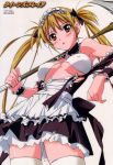  absurdres airi_(queen&#039;s_blade) alternate_color blonde_hair breasts erect_nipples highres huge_filesize maid queen&#039;s_blade thigh-highs torn_clothes twintails 