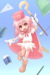  1girl ? benesse cape eraser hat hatena_yousei kso pencil pink_hair pink_hat solo staff toothbrush wooden_pencil 