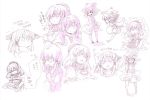  2girls character_sheet cis_(carcharias) female monochrome moriya_suwako multiple_girls pink sketch touhou yasaka_kanako 
