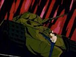 1boy animated animated_gif explosion ground_vehicle hokuto_no_ken hyakuretsu-ken kenshirou kicking lowres male_focus military military_vehicle motor_vehicle punching tank vehicle 