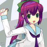  green_eyes kage_kara_mamoru! kt2 kumogakure_hotaru lowres oekaki purple_hair school_uniform serafuku 