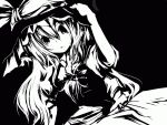  1girl bad_id bow braid female hair_bow hair_ribbon hat kirisame_marisa monochrome ribbon sanoharu solo touhou witch witch_hat 