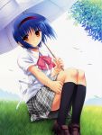  1girl absurdres bow highres huge_filesize little_busters!! nishizono_mio pink_bow solo umbrella 