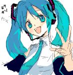  1girl blue_hair hatsune_miku lowres sketch solo twintails v vocaloid 