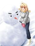  00s arcueid_brunestud blonde_hair miyai_max scarf snowman tsukihime 
