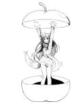  animal_ears apple eiken_(studio) food fruit holo long_hair monochrome morisoban sazae-san spice_and_wolf tail wolf_ears 