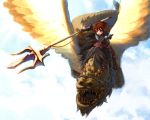  armor bad_id chains dragon flying polearm sankaku_(pixi5000) shiden spear trident weapon wings 