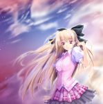  blonde_hair blouse kuon_itsuki long_hair red_eyes skirt vest 