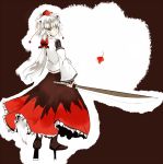  1girl female geta inubashiri_momiji long_skirt ponytail skirt solo sword takaharu tengu tengu-geta touhou weapon 