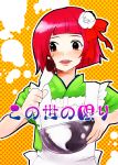  1girl apron cooking female heida_no_akyuu hieda_no_akyuu kuma_(artist) kuma_(crimsonvanilla) solo touhou 