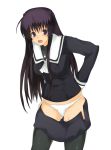  akabane_kureha arao dressing night_wizard panties school_uniform serafuku thigh-highs underwear 