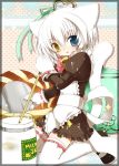  1boy animal_ears apron bell cat_ears cat_tail cooking crossdressinging food gloves heterochromia kamiyoshi kamiyoshi_rika maid maid_apron male_focus mary_janes original shoes short_hair silver_hair solo tail thigh-highs thoto trap white_hair zettai_ryouiki 