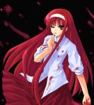  00s blood female hairband haura_akitoshi long_hair long_skirt red_eyes red_skirt redhead skirt tohno_akiha touhou tsukihime vermillion_akiha wink 