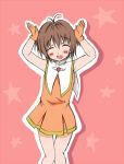 1girl 90s caramelldansen card_captor_sakura cheerleader child kinomoto_sakura orange_skirt skirt solo 