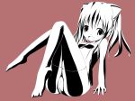  1girl aloe aloe_(quiz_magic_academy) kuro_(be_ok) minitesu monochrome panties pink_background quiz_magic_academy solo thigh-highs underwear work_in_progress 