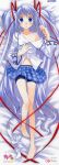  1boy :o absurdres bangs barefoot bike_shorts blue_eyes blue_hair blush crossdressinging dakimakura feet hair_ribbon highres legs long_hair long_image long_legs lying magical_girl male_focus navel off_shoulder on_back open_mouth oto_x_maho plaid plaid_skirt pleated_skirt ribbon scan school_uniform serafuku shiny shiny_clothes shirahime_kanata shirt_pull shirt_slip shorts_under_skirt skirt socks_removed solo surprised tall_image trap twintails very_long_hair yasu 