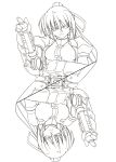  1girl armor gauntlets levantine long_sleeves looking_at_viewer lyrical_nanoha mahou_shoujo_lyrical_nanoha mahou_shoujo_lyrical_nanoha_a&#039;s monochrome short_hair signum simple_background symmetry uniform upper_body white_background 
