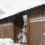  animal_ears bad_id japanese_clothes sankaku_(pixi5000) shiden snow tail tree 