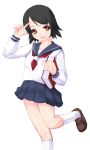  1girl black_hair book hitou_nami nekohige sayonara_zetsubou_sensei school_uniform serafuku short_hair solo 