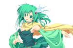  1girl breasts cleavage final_fantasy final_fantasy_iv green_eyes green_hair kuon_itsuki rydia simple_background solo 
