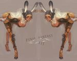  2girls animal_ears armor bent_over breasts cleavage copyright_name dark_skin final_fantasy final_fantasy_xii fran kima large_breasts leaning_forward multiple_girls rabbit_ears red_eyes revealing_clothes viera 