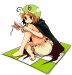  1girl antennae bad_id barefoot cape feet female green_eyes green_hair k_no_hito manicure nail_clippers soles solo toes touhou wriggle_nightbug 