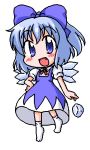  1girl aliasing blue_eyes blue_hair bow cirno female footwear geetsu lowres oekaki smile socks solo the_embodiment_of_scarlet_devil touhou 