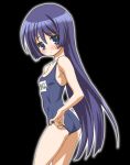  1girl adjusting_clothes adjusting_swimsuit blush gambler_club hayate_no_gotoku! long_hair looking_at_viewer name_tag one-piece_swimsuit saginomiya_isumi school_swimsuit solo swimsuit very_long_hair 