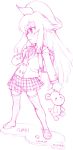  1girl ahoge hanzaki_jirou hat minami-ke minami_chiaki monochrome pink school_uniform serafuku solo thigh-highs 