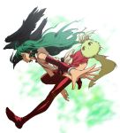  1girl deltora_quest egawa_satsuki filli foreshortening green_eyes green_hair hands jasmine_(deltora_quest) legs solo thigh-highs 