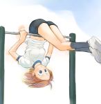  gym_uniform hanging horizontal_bar ikeda_jun_(mizutamari) original upside-down 