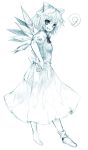  (9) 1girl bow cirno dress female graphite_(medium) hair_bow hands_on_hips looking_at_viewer monochrome phantasmagoria_of_flower_view short_hair smile solo touhou traditional_media usa_(artist) usaki_(ama) wings 