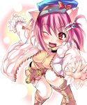 1girl animal_ears cat_ears orange_eyes original pink_hair shiranagi short_hair solo wink 
