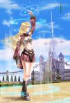  1girl aden_castle doom_robe_set elf elf_(lineage_2) highres lineage lineage_2 long_legs magic midriff pointy_ears solo 