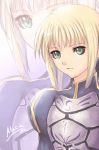  1girl ahoge aluciz armor blonde_hair fate/stay_night fate_(series) green_eyes highres saber solo zoom_layer 