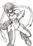  1girl alternate_costume cyborg inline_skates lyrical_nanoha mach_caliber mahou_shoujo_lyrical_nanoha mahou_shoujo_lyrical_nanoha_strikers monochrome numbers_(nanoha) revolver_knuckle roller_skates skates sketch solo subaru_nakajima uka 