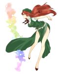  1girl ass beniko braid breasts female full_body green_eyes hat hong_meiling immaterial_and_missing_power large_breasts long_hair redhead ribbon solo touhou 
