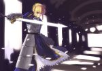  armor blonde_hair fate/stay_night fate_(series) gloves green_eyes refeia rumblefish saber sword weapon 