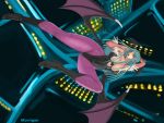  1girl ark ark_(morita_hitomi) bat_print capcom character_name demon_girl morrigan_aensland pantyhose patterned_legwear print_legwear solo succubus vampire_(game) 